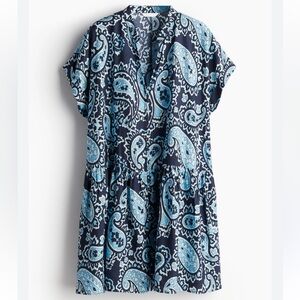 H&M Tunic Dress - Navy blue/paisley-patterned Size Medium